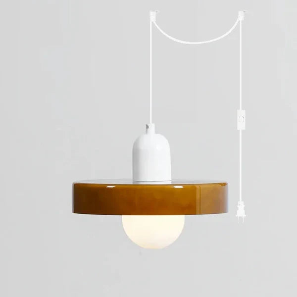 Color Blocked Pendant Light for Kitchen Island by AUVIELIGHT, D 25cm x H 22cm / ∅ 9.8″ x H 8.7″ (2 hooks) / Brown & White / AU plug and 3 other
