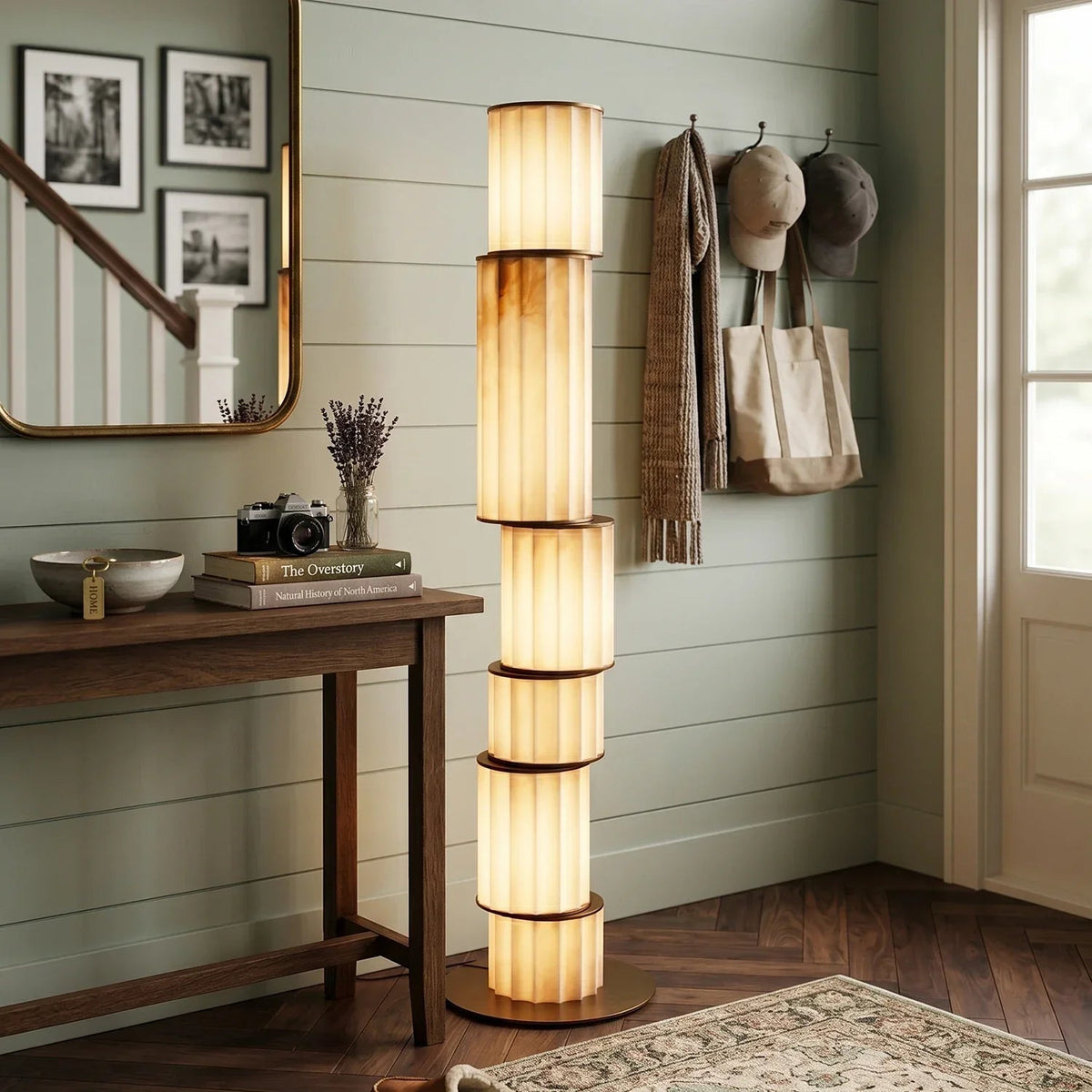 Column Floor Lamp in alabaster for Living Room by AUVIELIGHT