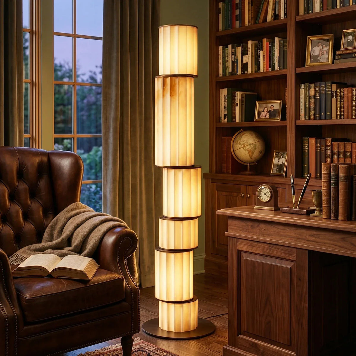Column Floor Lamp in alabaster for Living Room by AUVIELIGHT