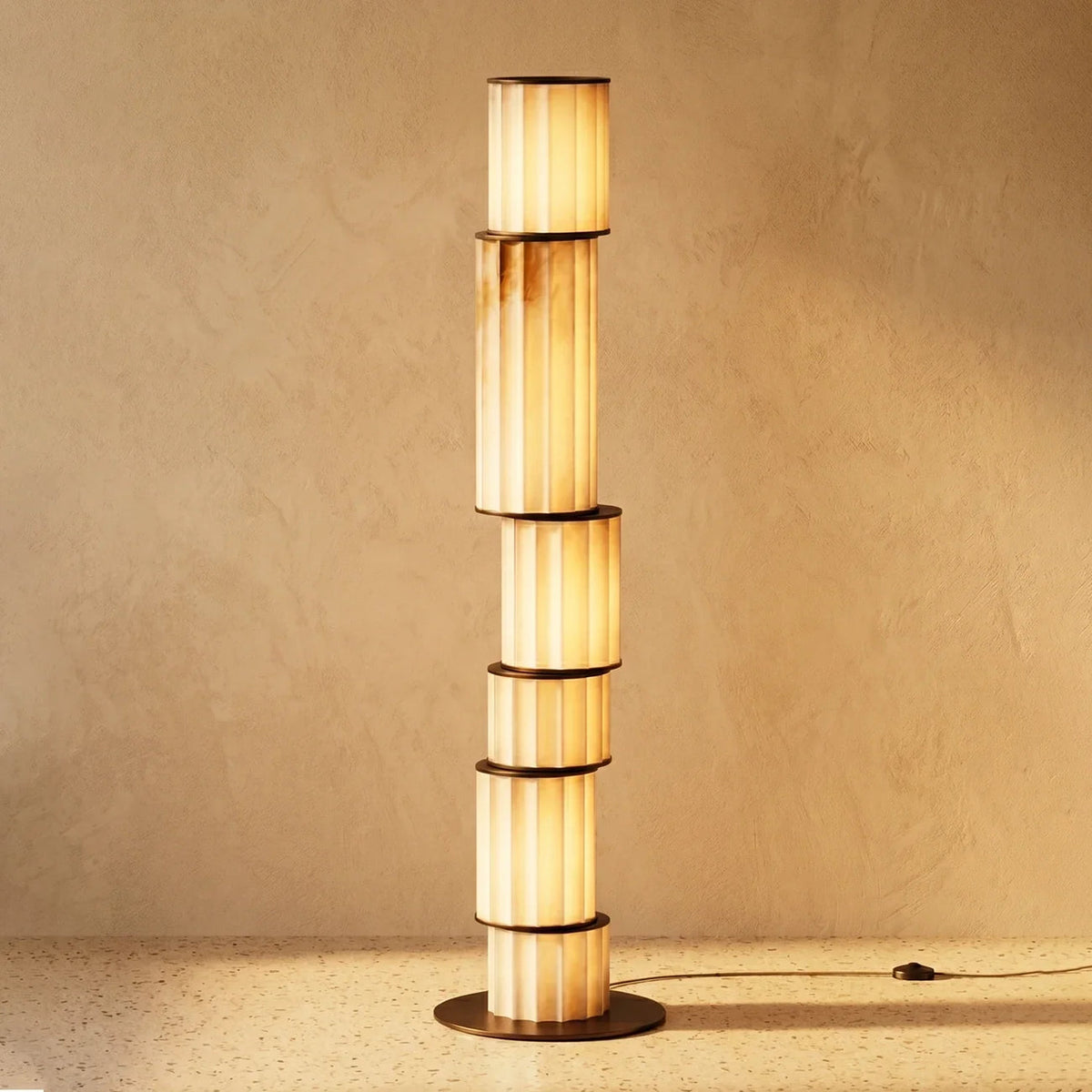 Column Floor Lamp in alabaster for Living Room by AUVIELIGHT