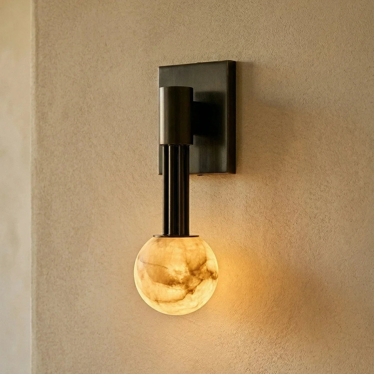 Columnar Obra Spherical Wall Light in alabaster for Hallway by AUVIELIGHT