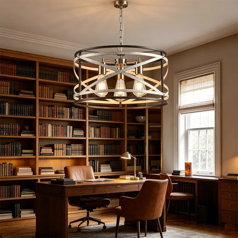 Crisscross Drum Chandelier for Dining Room by AUVIELIGHT