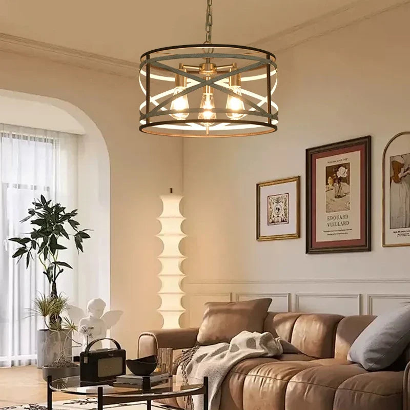 Crisscross Drum Chandelier for Dining Room by AUVIELIGHT