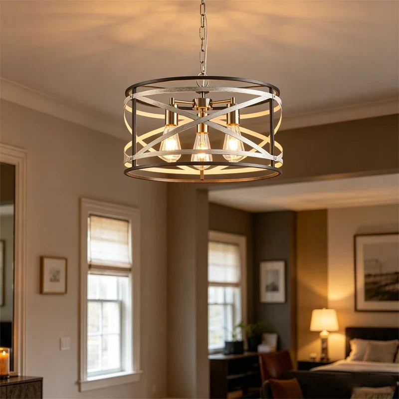 Crisscross Drum Chandelier for Dining Room by AUVIELIGHT