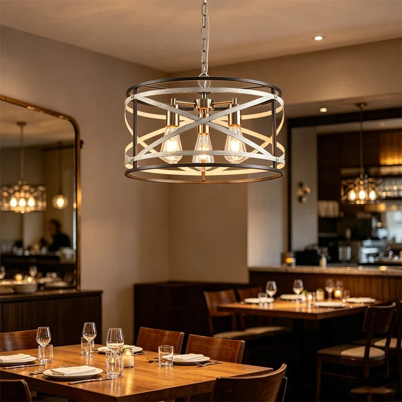 Crisscross Drum Chandelier for Dining Room by AUVIELIGHT