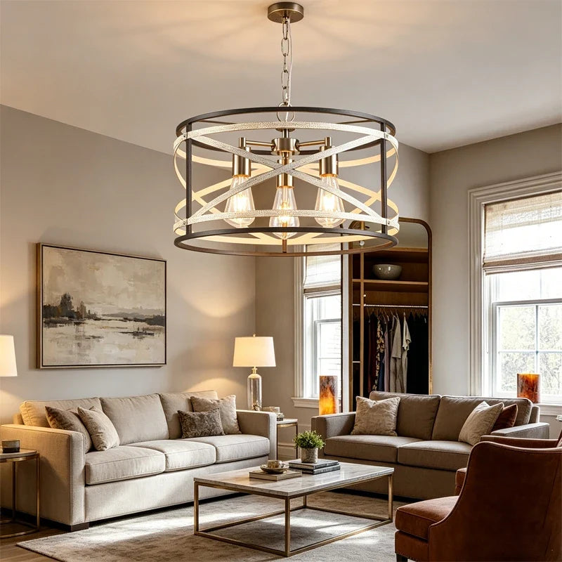 Crisscross Drum Chandelier for Dining Room by AUVIELIGHT