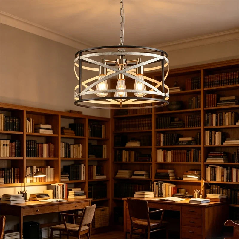 Crisscross Drum Chandelier for Dining Room by AUVIELIGHT