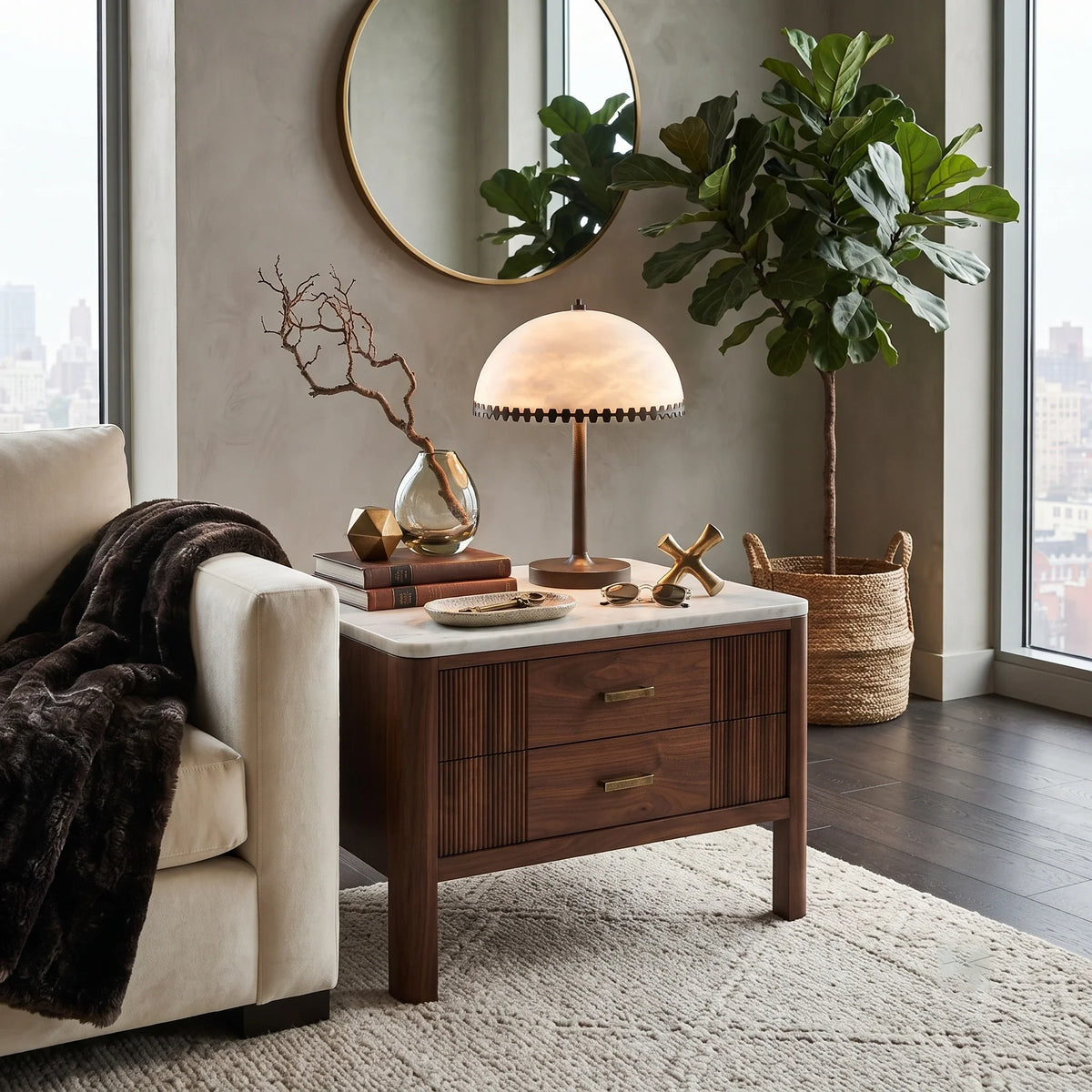 Crown Lamp in alabaster for Living Room by AUVIELIGHT