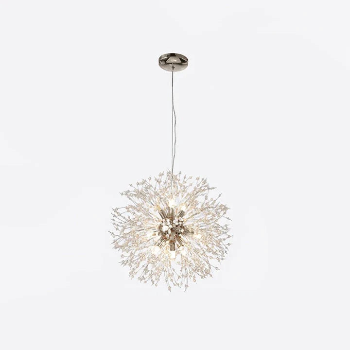 Dandelion Starburst Pendant Light in crystal for Kitchen Island by AUVIELIGHT, 12heads ∅ 21.7"  / Dia 55cm / Chrome
