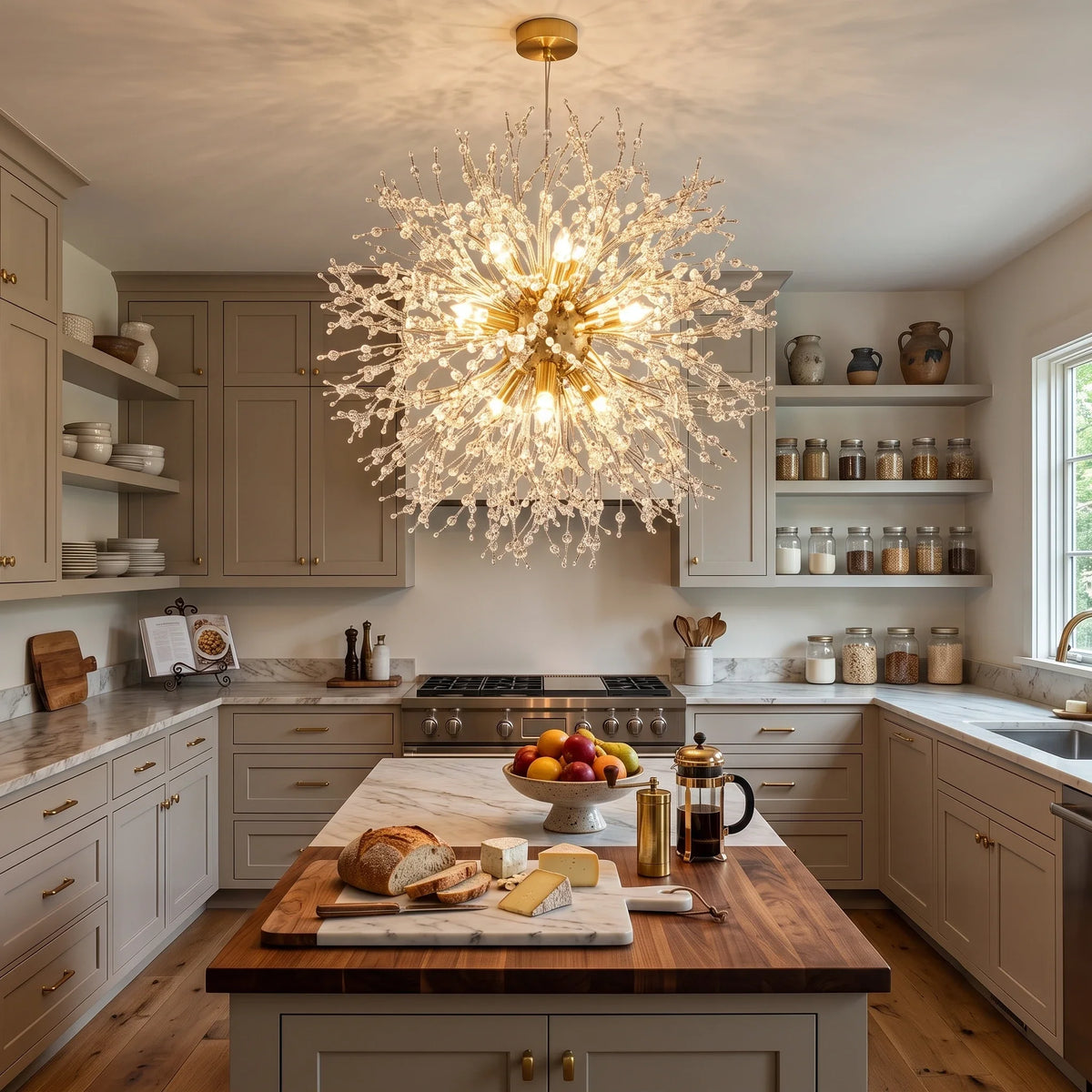 Dandelion Starburst Pendant Light in crystal for Kitchen Island by AUVIELIGHT
