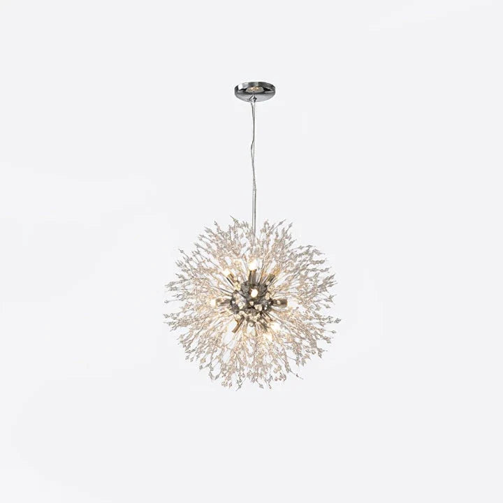 Dandelion Starburst Pendant Light in crystal for Kitchen Island by AUVIELIGHT, 9heads ∅ 19.7" / Dia 50cm / Chrome