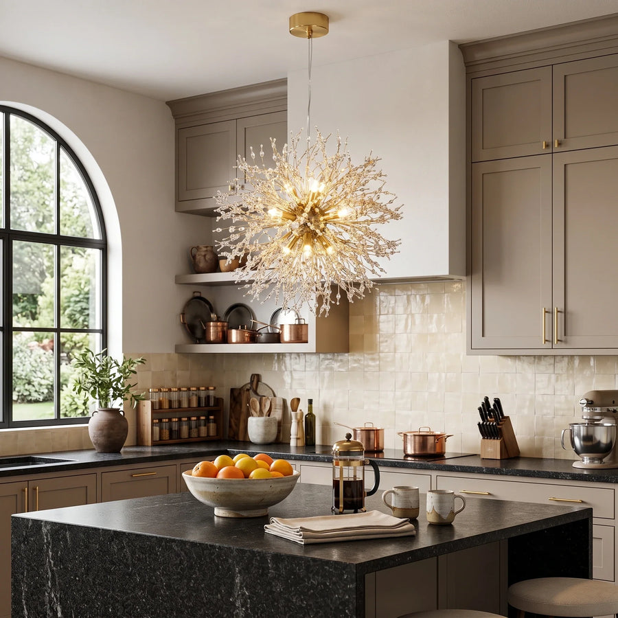 Dandelion Starburst Pendant Light in crystal for Kitchen Island by AUVIELIGHT