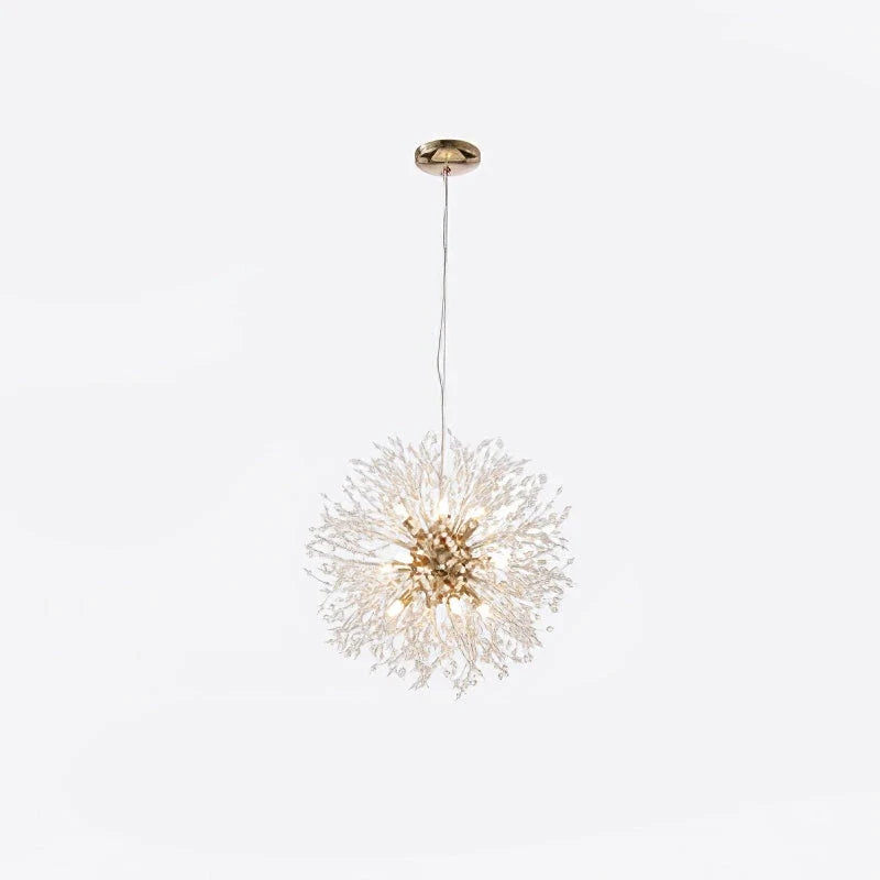 Dandelion Starburst Pendant Light in crystal for Kitchen Island by AUVIELIGHT, 9heads ∅ 19.7" / Dia 50cm / Gold