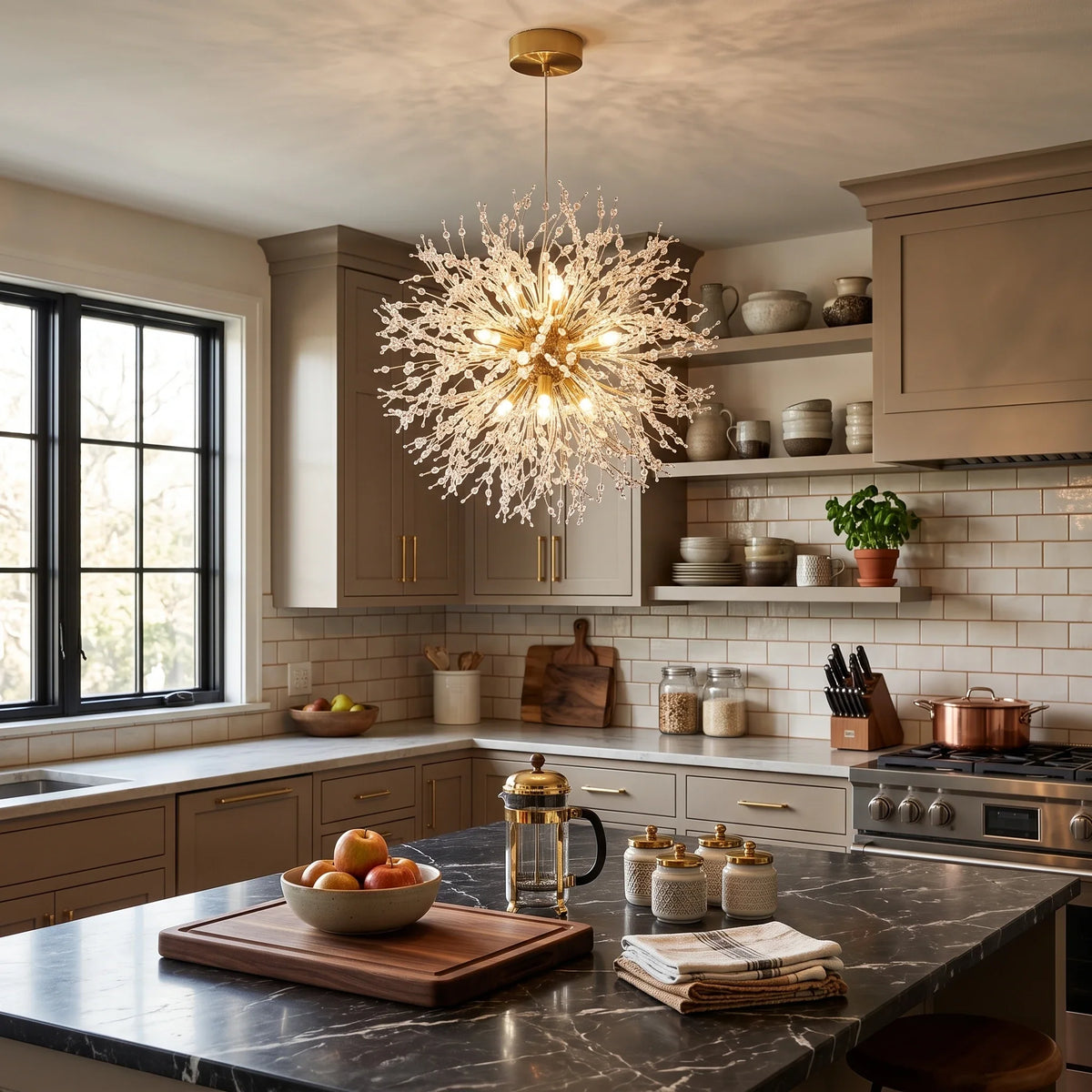 Dandelion Starburst Pendant Light in crystal for Kitchen Island by AUVIELIGHT