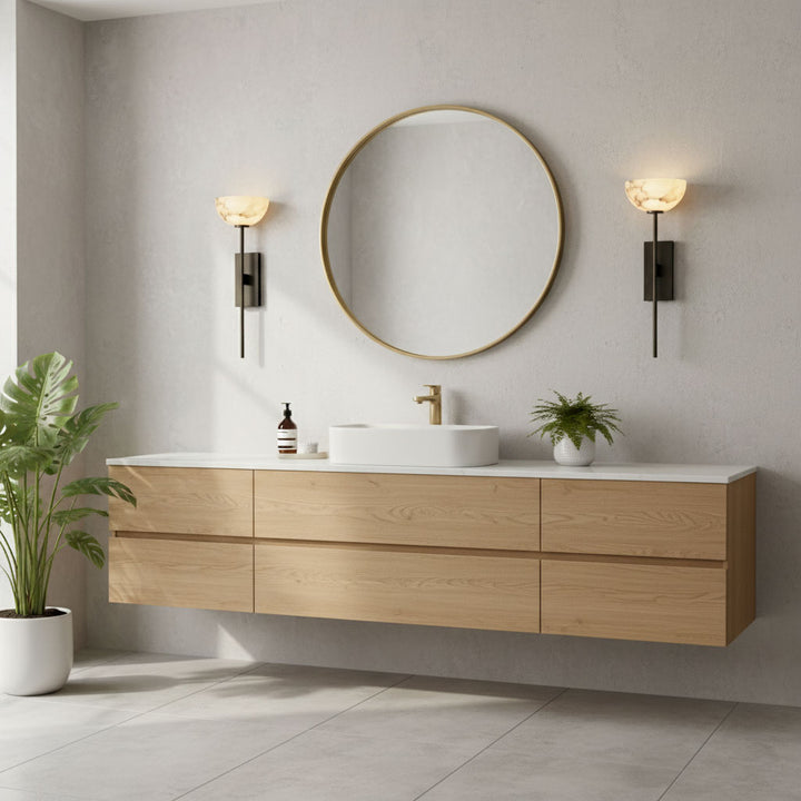 Cupa Torchiere Wall Sconce in alabaster for Hallway by AUVIELIGHT