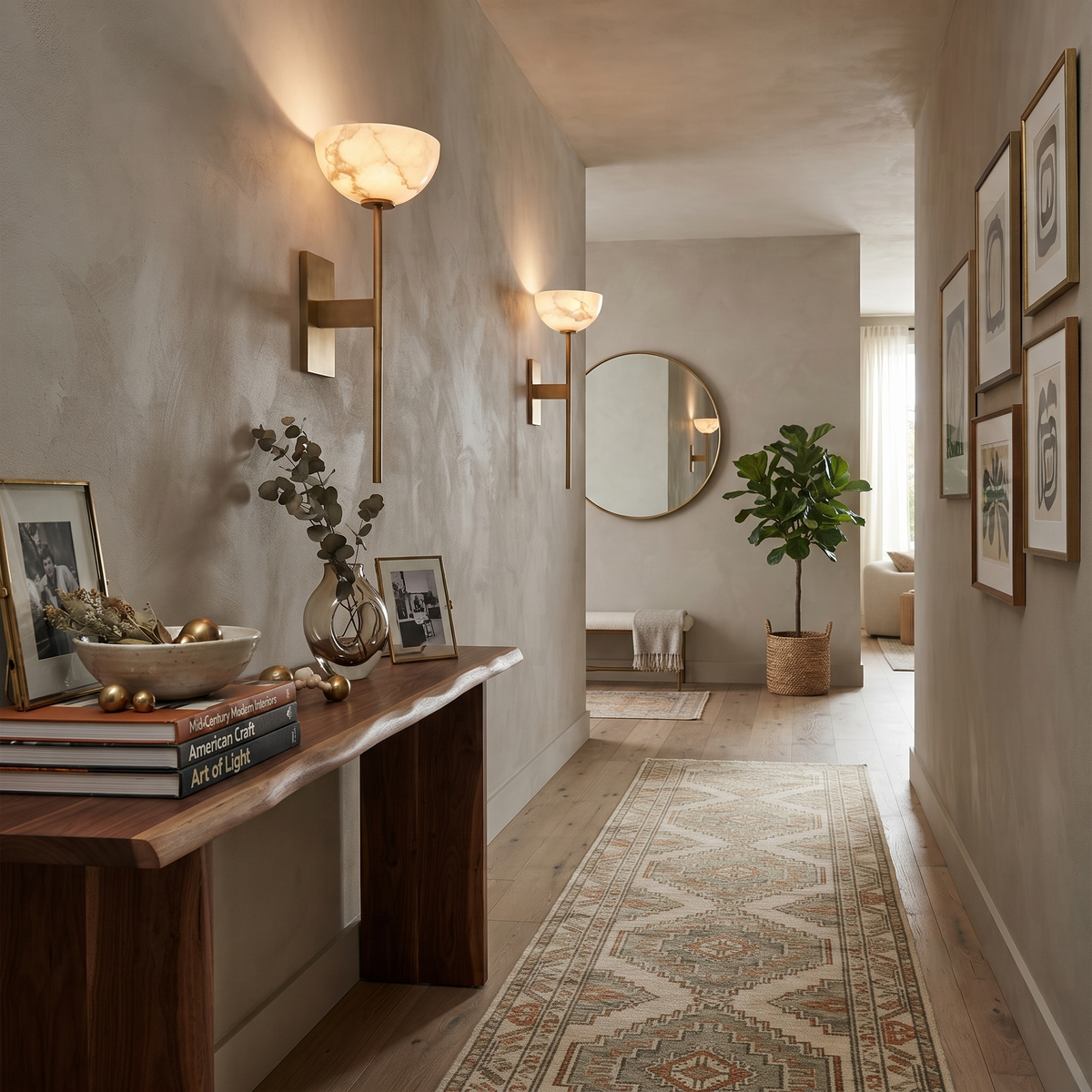 Cupa Torchiere Wall Sconce in alabaster for Hallway by AUVIELIGHT