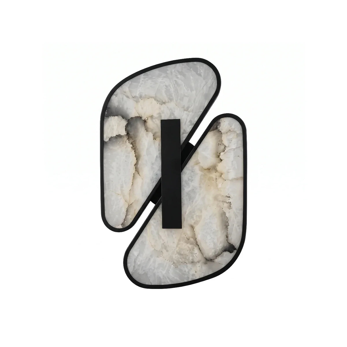 Backlit Curved Wall Sconce in alabaster for Hallway by AUVIELIGHT, ∅ 11.2 x H 7.5 / ∅ 28CM x H 19CM / black / Warm White