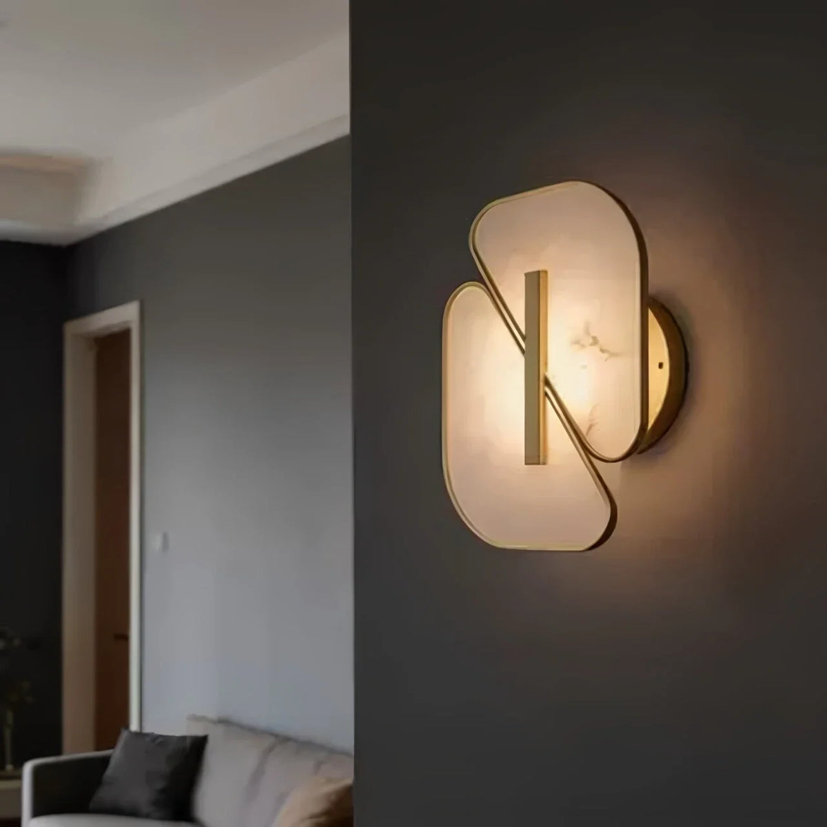 Backlit Curved Wall Sconce in alabaster for Hallway by AUVIELIGHT