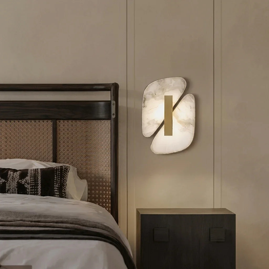 Backlit Curved Wall Sconce in alabaster for Hallway by AUVIELIGHT