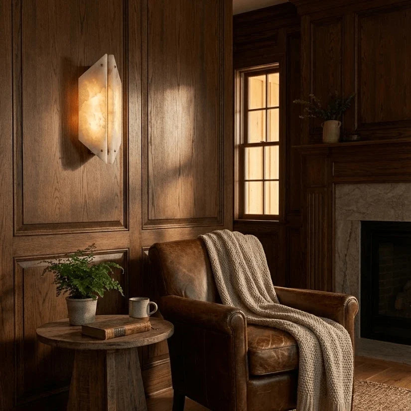 Slab Curved Light in alabaster for Living Room by AUVIELIGHT