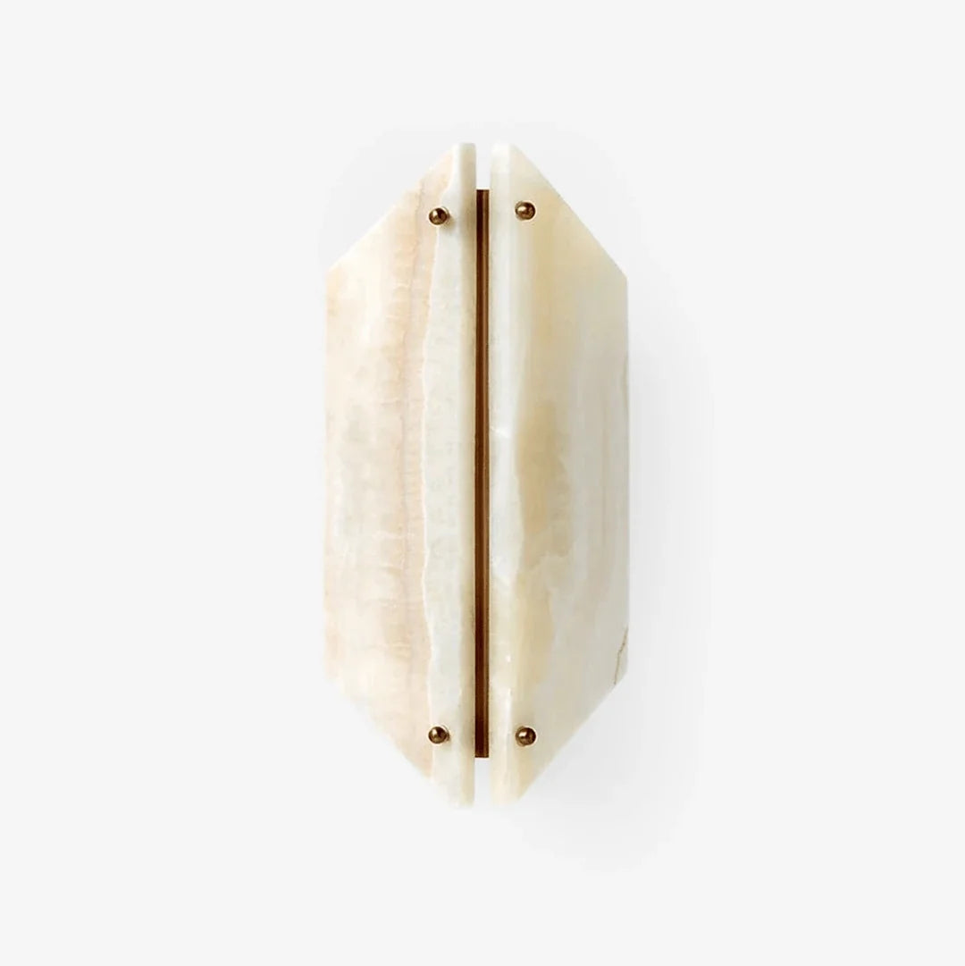 Slab Curved Light in alabaster for Living Room by AUVIELIGHT, ∅ 5.9" x H 13.8" / White Alabaster & White / Warm Light