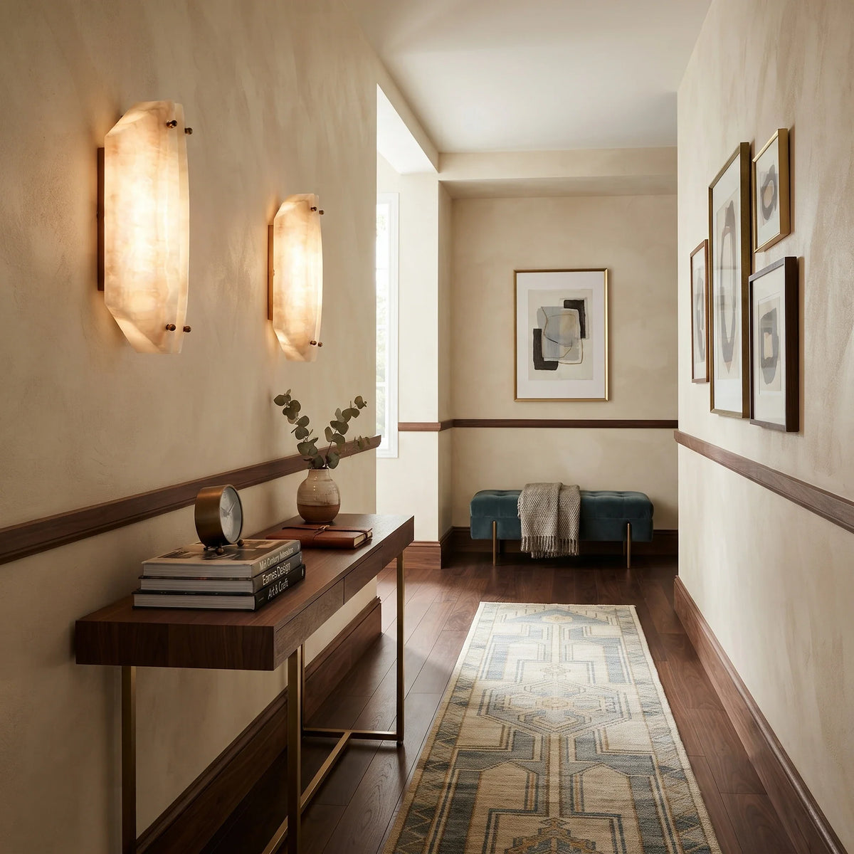 Slab Curved Light in alabaster for Living Room by AUVIELIGHT