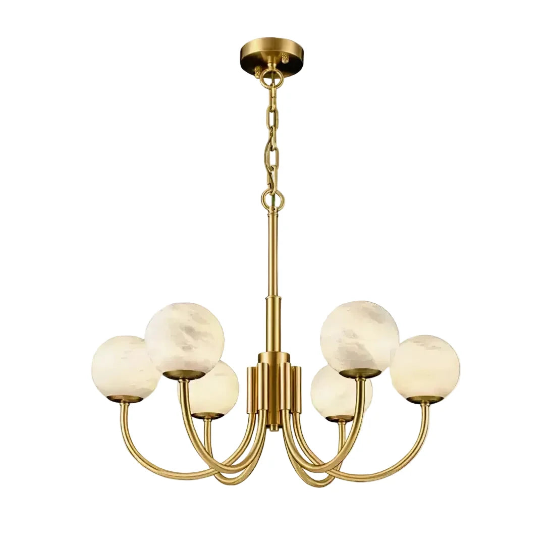 Curved Chandelier in alabaster for Dining Room by AUVIELIGHT