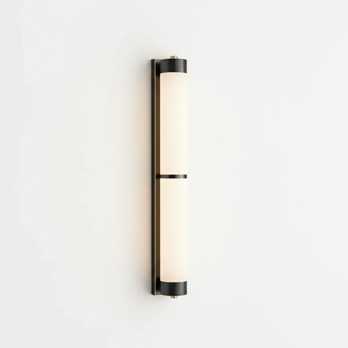Cylindra Wall Light in alabaster for Hallway by AUVIELIGHT, Dia 8cm x H 60cm / ∅ 3.1″ x H 23.6″ / Black & White / Warm White