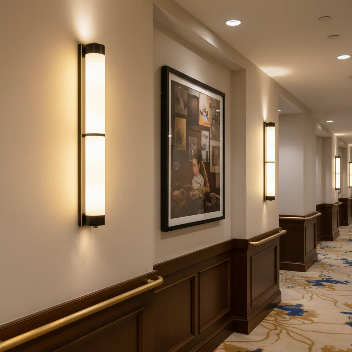 Cylindra Wall Light in alabaster for Hallway by AUVIELIGHT
