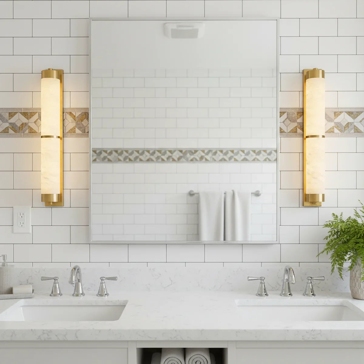 Cylindra Wall Light in alabaster for Hallway by AUVIELIGHT
