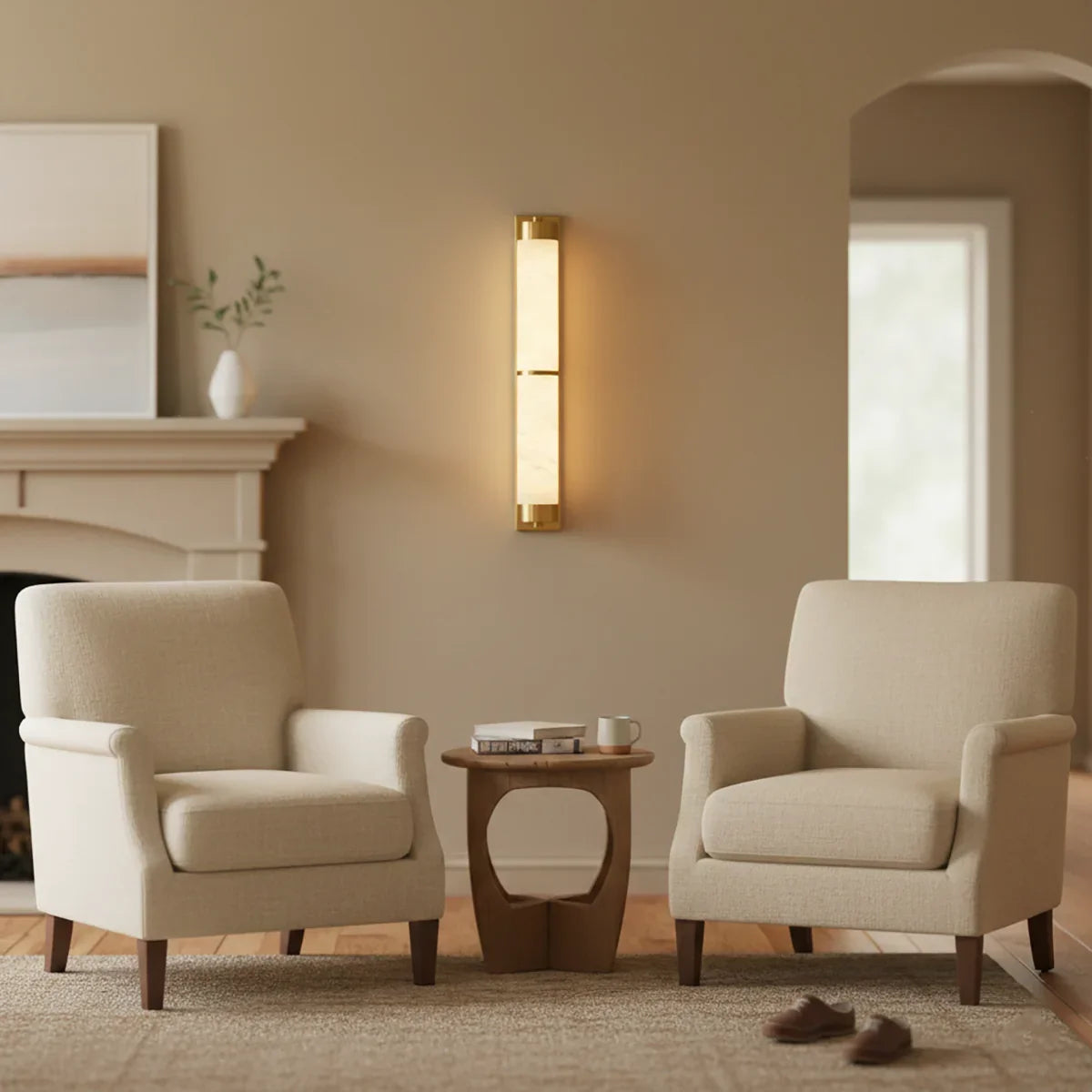 Cylindra Wall Light in alabaster for Hallway by AUVIELIGHT