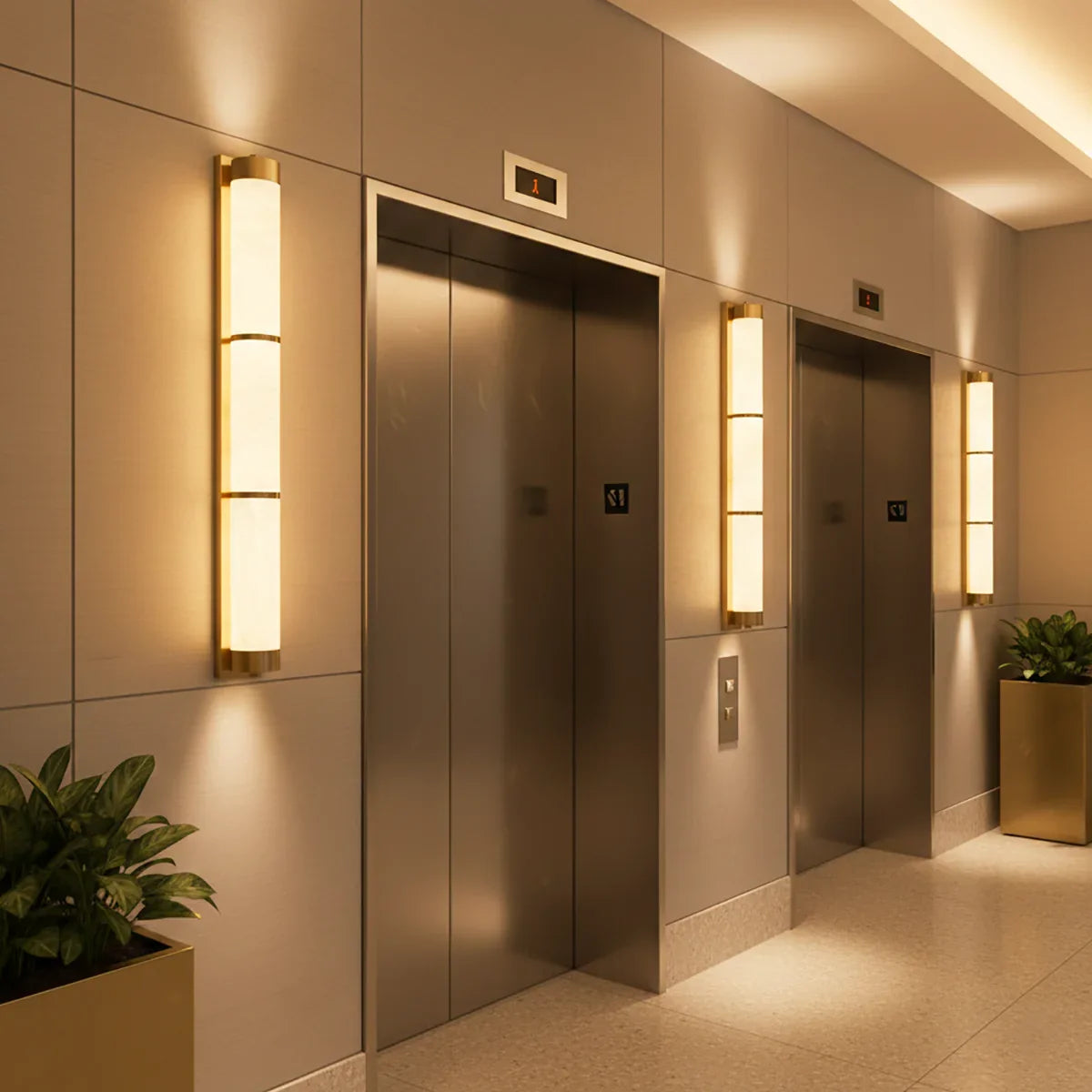 Cylindra Wall Light in alabaster for Hallway by AUVIELIGHT
