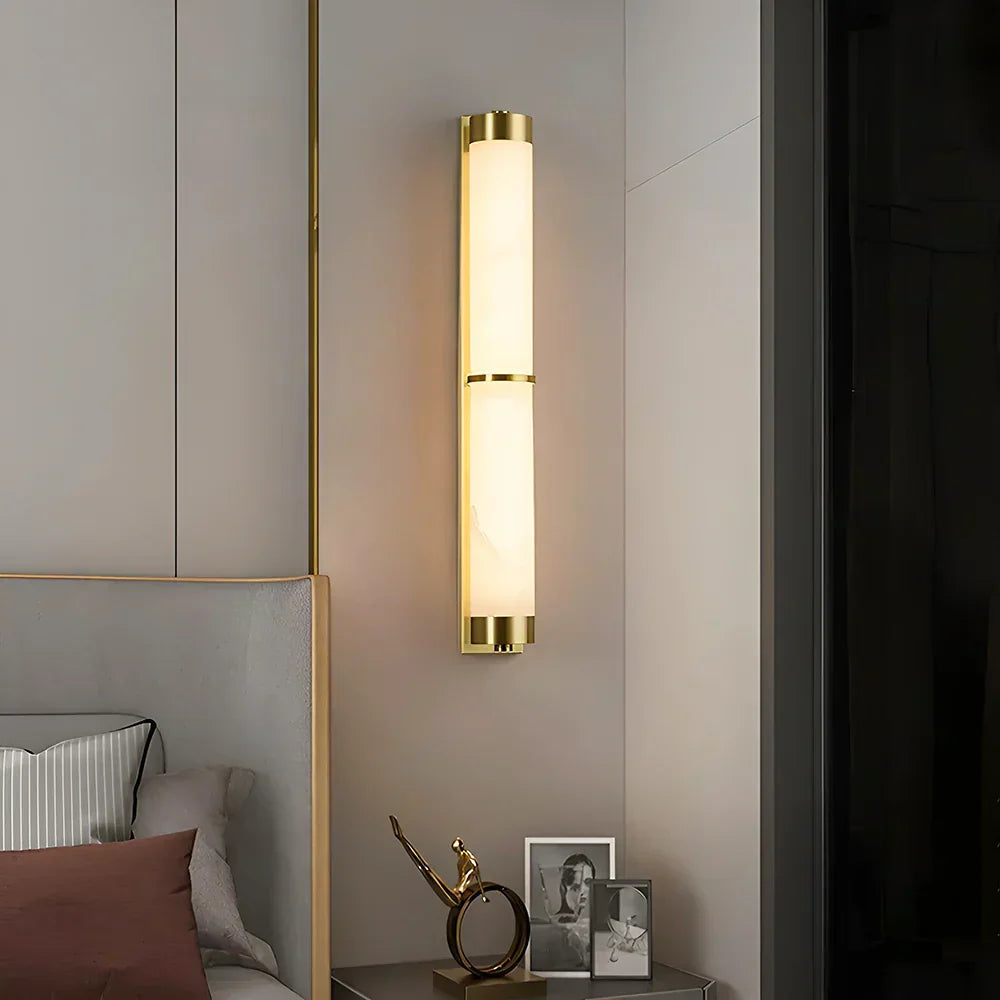 Cylindra Wall Light in alabaster for Hallway by AUVIELIGHT