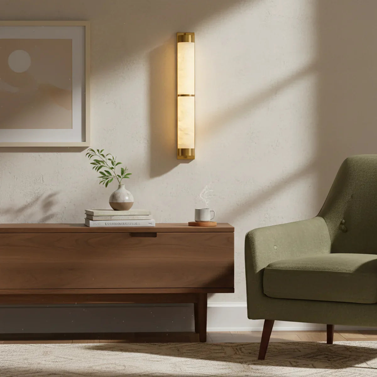 Cylindra Wall Light in alabaster for Hallway by AUVIELIGHT