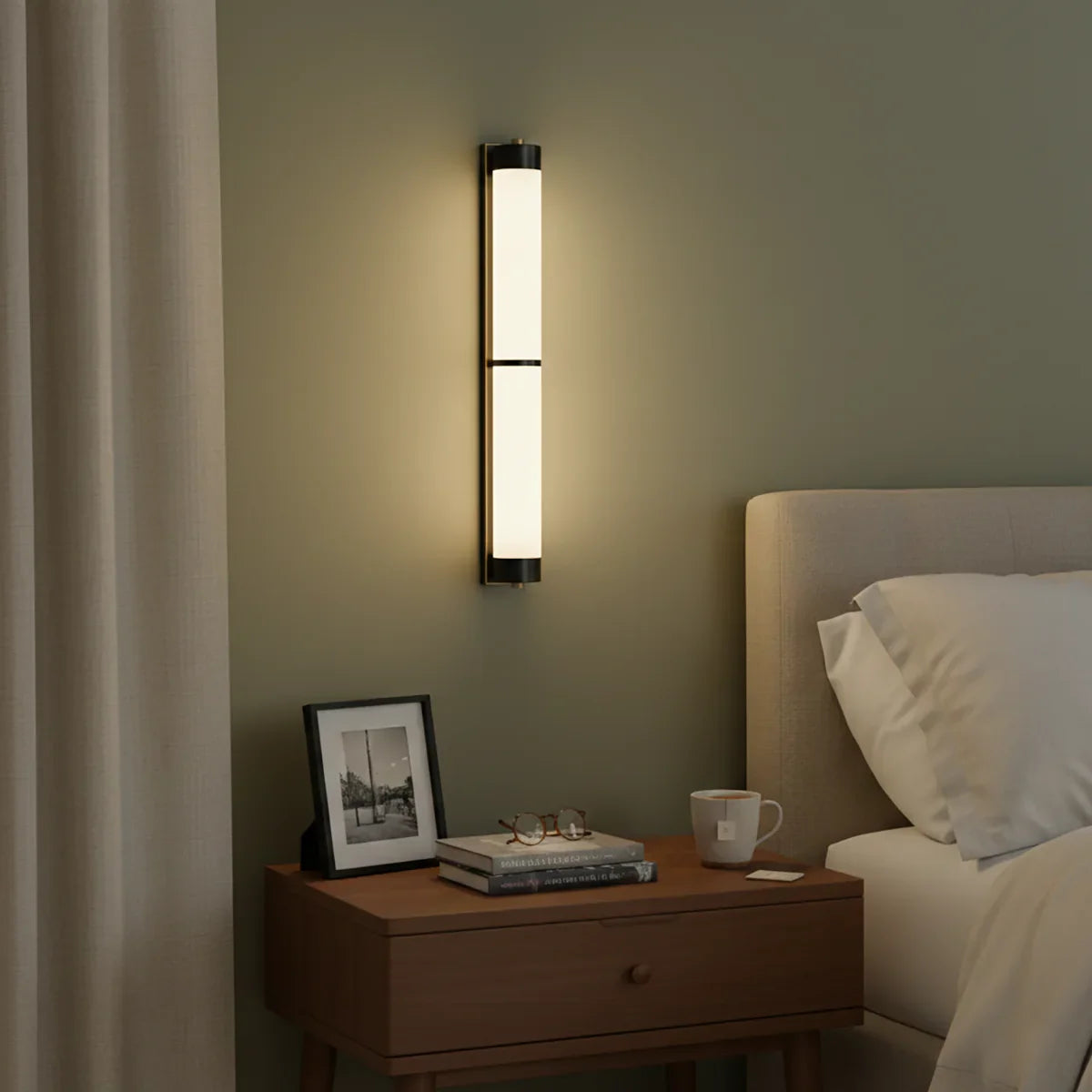 Cylindra Wall Light in alabaster for Hallway by AUVIELIGHT
