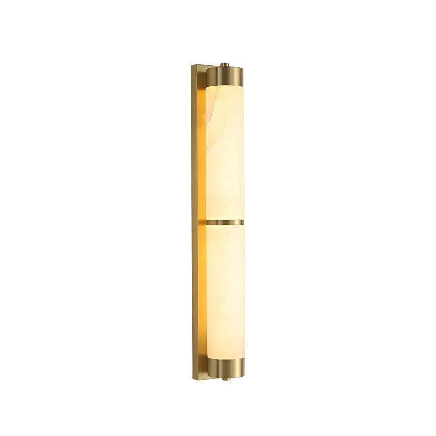 Cylindra Wall Light in alabaster for Hallway by AUVIELIGHT, Dia 8cm x H 60cm / ∅ 3.1″ x H 23.6″ / Gold & White / Warm White
