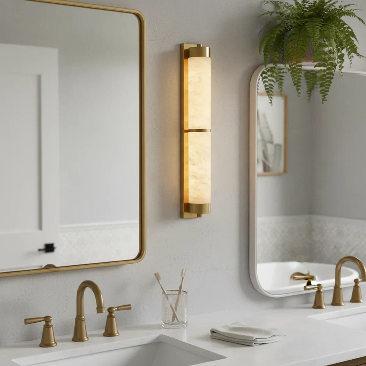Cylindra Wall Light in alabaster for Hallway by AUVIELIGHT