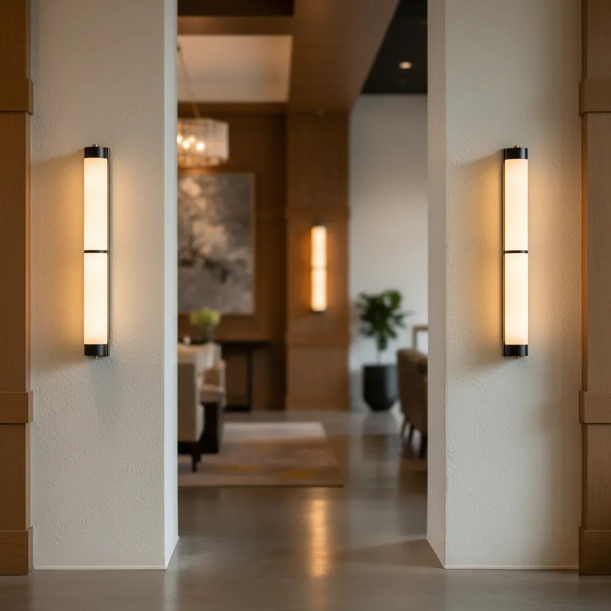 Cylindra Wall Light in alabaster for Hallway by AUVIELIGHT