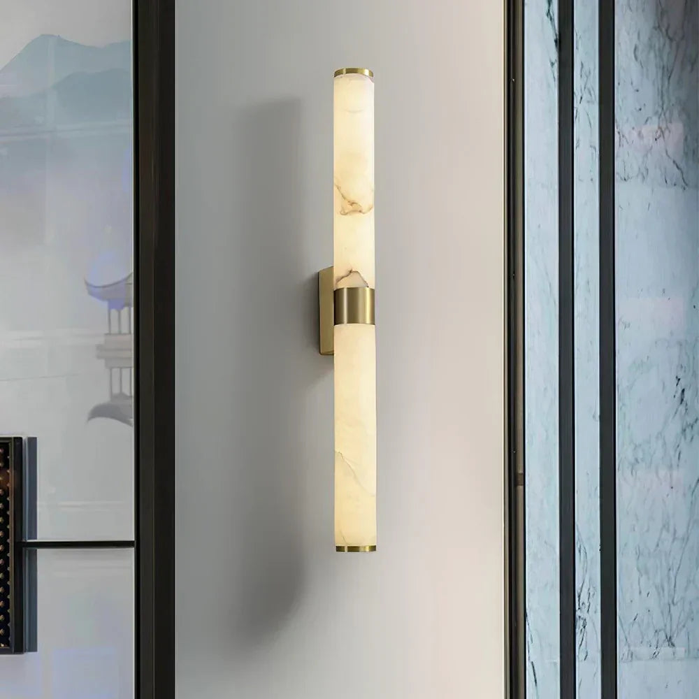 Line Cylindrical Wall Light in alabaster for Hallway by AUVIELIGHT