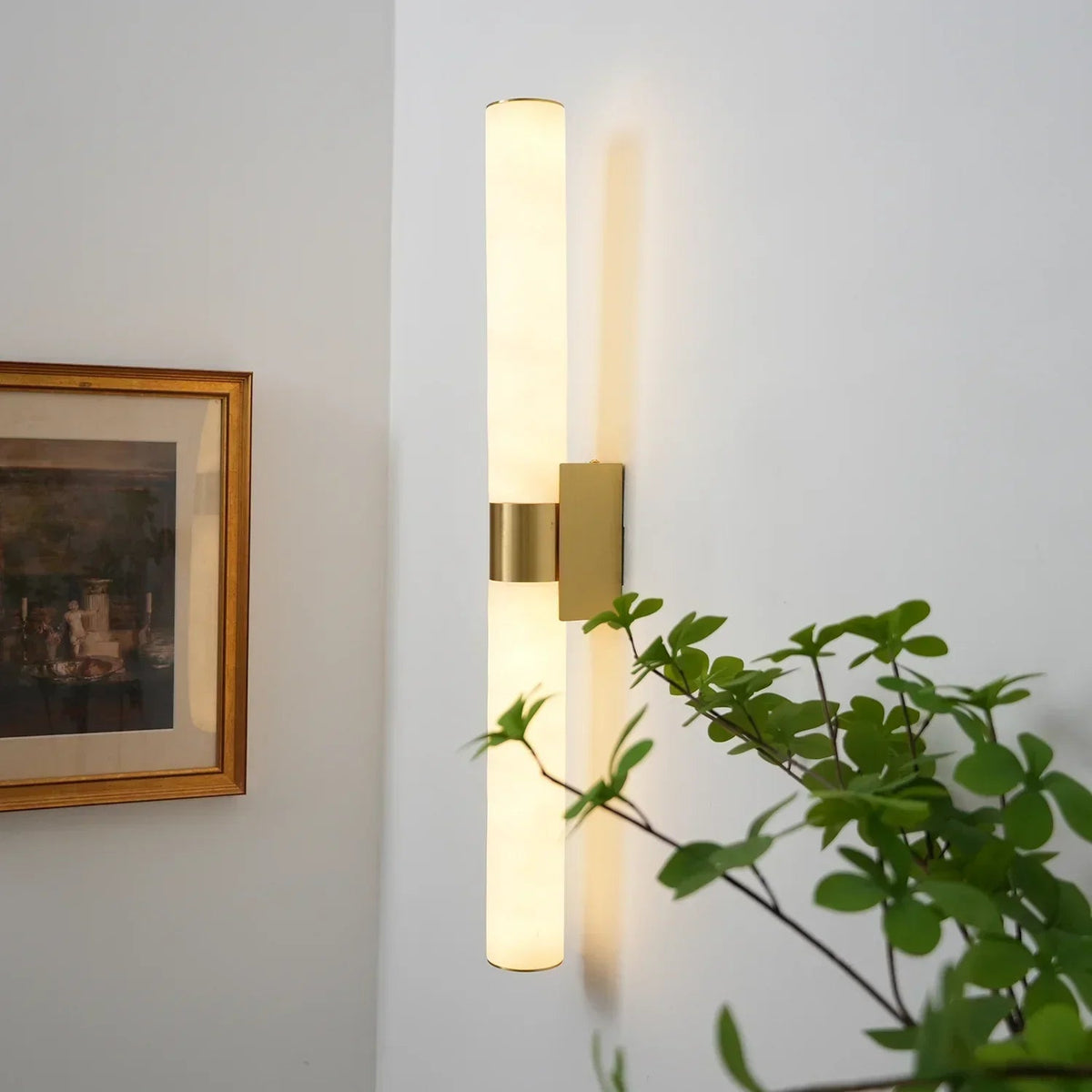 Line Cylindrical Wall Light in alabaster for Hallway by AUVIELIGHT