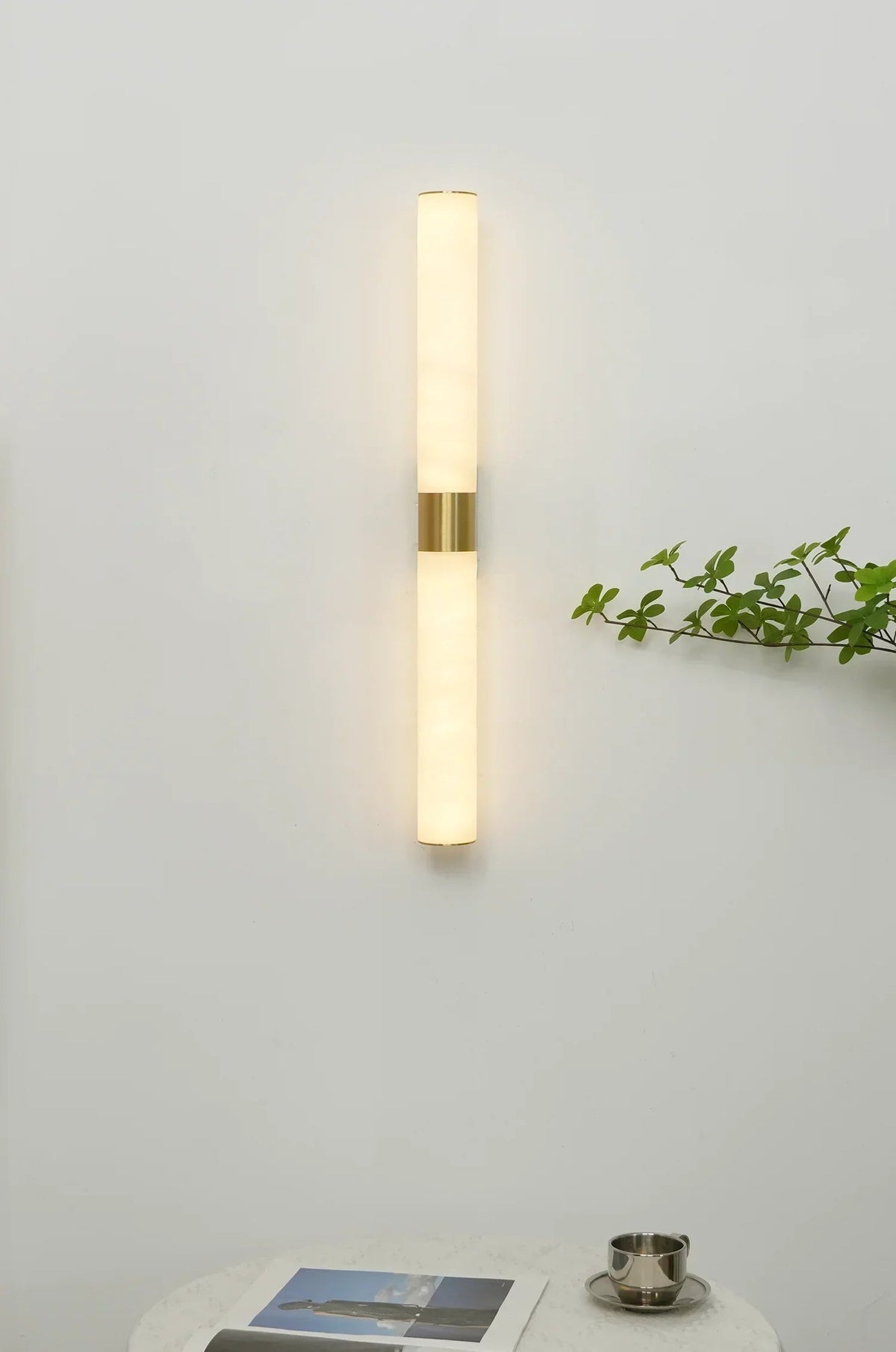 Line Cylindrical Wall Light in alabaster for Hallway by AUVIELIGHT