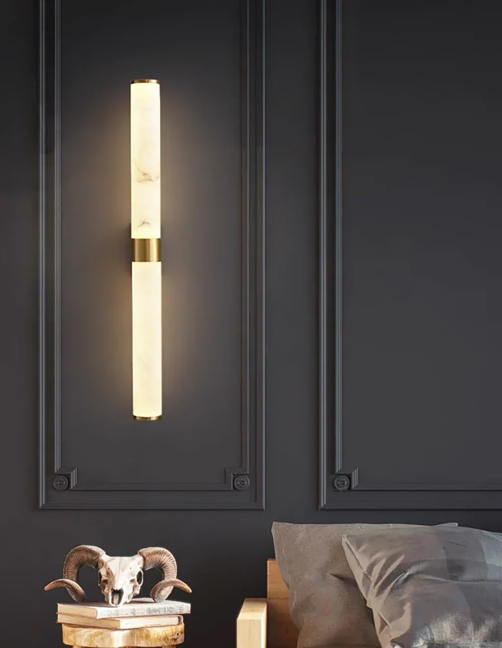 Line Cylindrical Wall Light in alabaster for Hallway by AUVIELIGHT