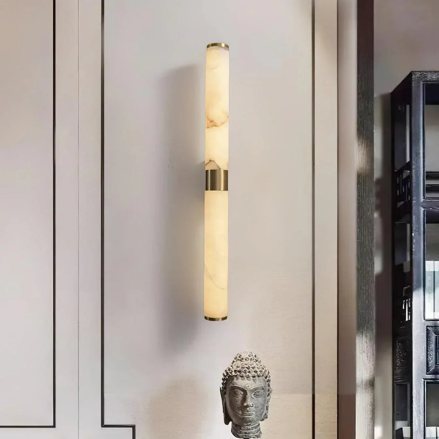 Line Cylindrical Wall Light in alabaster for Hallway by AUVIELIGHT