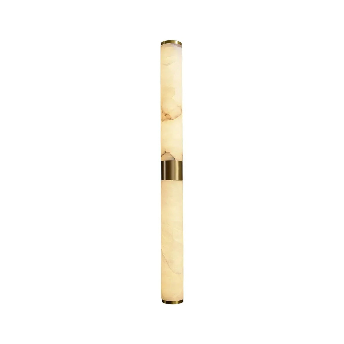 Line Cylindrical Wall Light in alabaster for Hallway by AUVIELIGHT, Dia 6cm x H 70cm / ∅ 2.4″x H 27.5″ / Gold & White / Warm White