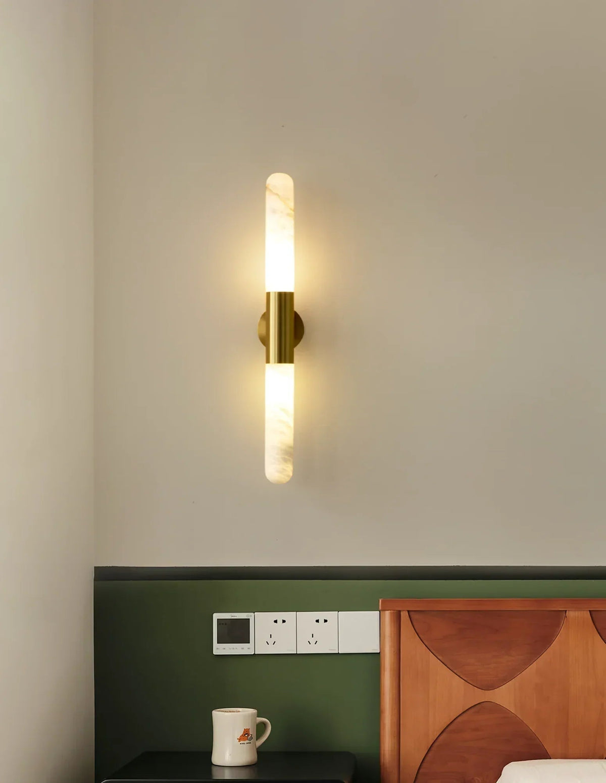 Cylindrical Slim Wall Light in alabaster for Hallway by AUVIELIGHT