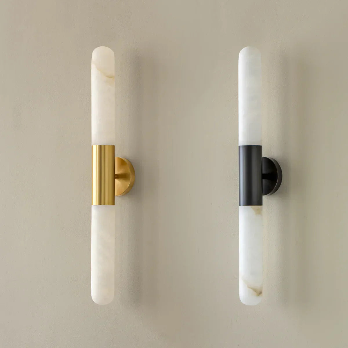 Cylindrical Slim Wall Light in alabaster for Hallway by AUVIELIGHT