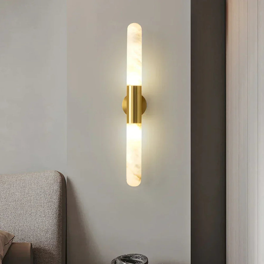 Cylindrical Slim Wall Light in alabaster for Hallway by AUVIELIGHT