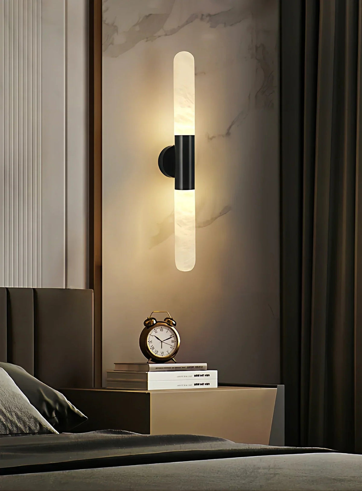 Cylindrical Slim Wall Light in alabaster for Hallway by AUVIELIGHT
