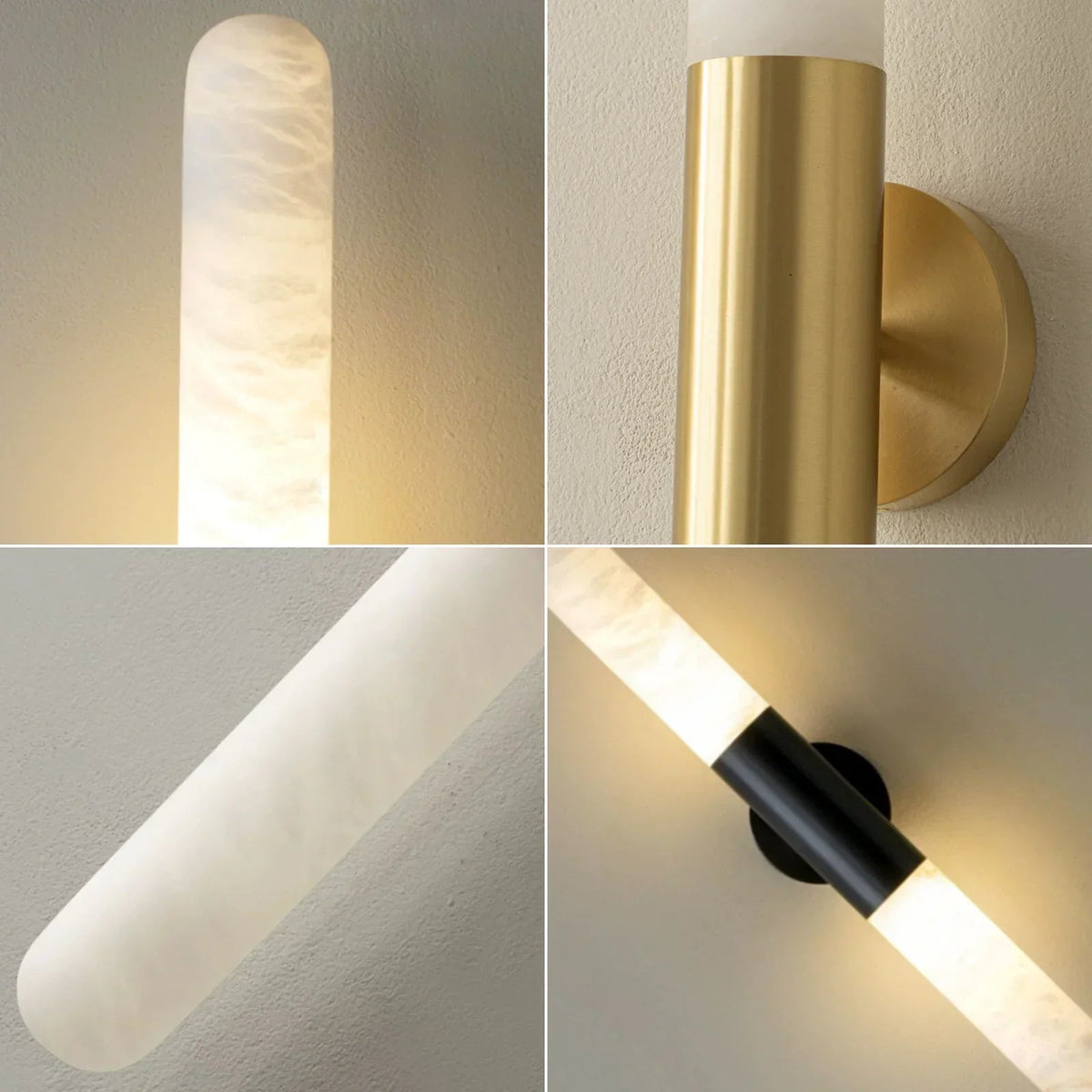 Cylindrical Slim Wall Light in alabaster for Hallway by AUVIELIGHT
