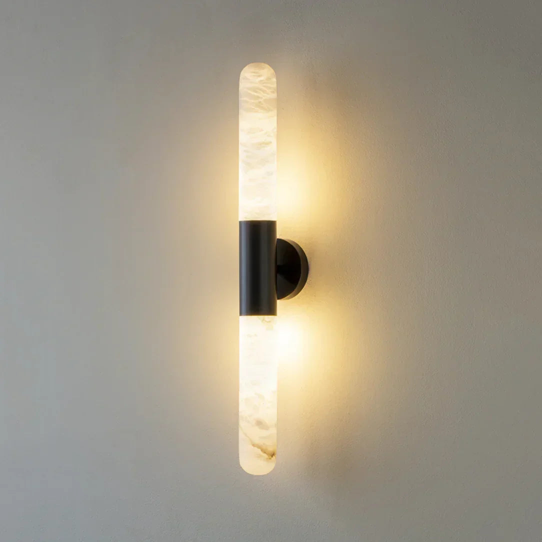 Cylindrical Slim Wall Light in alabaster for Hallway by AUVIELIGHT